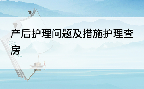 产后护理问题及措施护理查房