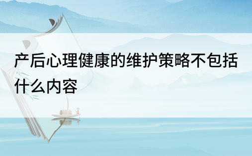 产后心理健康的维护策略不包括什么内容