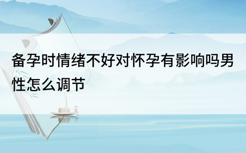 备孕时情绪不好对怀孕有影响吗男性怎么调节